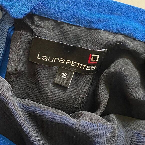 Vintage Laura Petites 80's-90's Pleated Skirt, Blue and Black, Size 16 - Picture 6 of 7